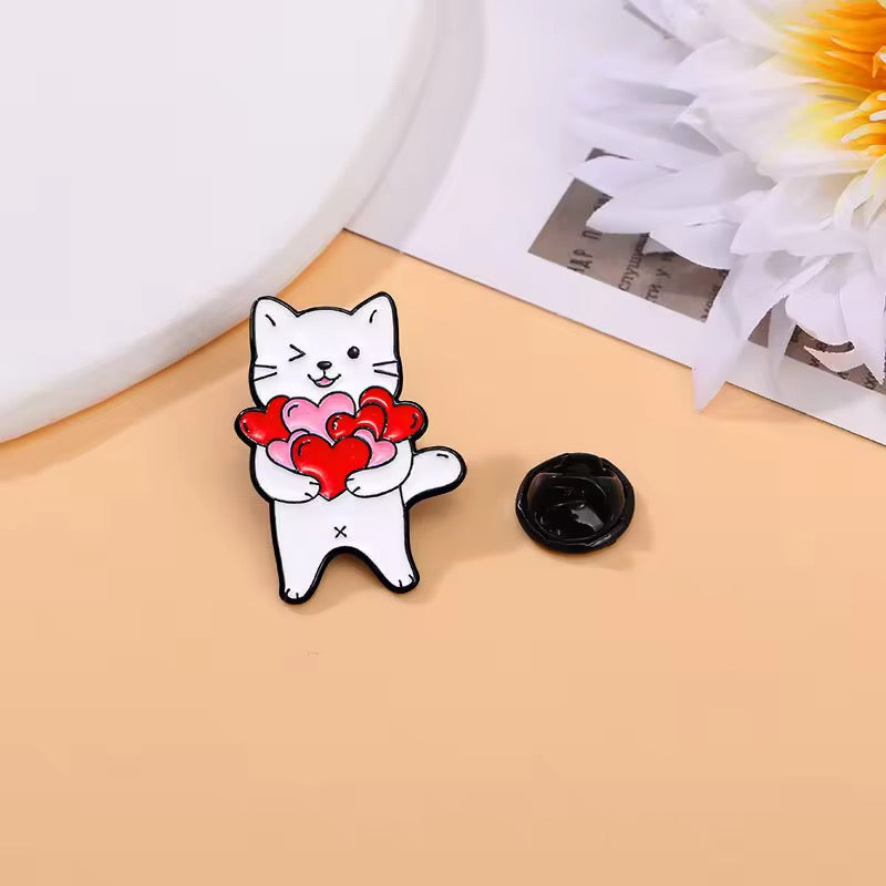Love Spreading Cat Brooch Enamel Pin