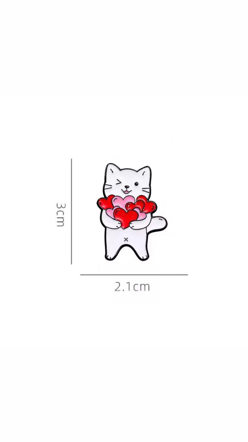 Love Spreading Cat Brooch Enamel Pin