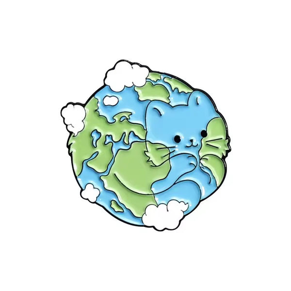 Earth Cat Brooch Enamel Pin