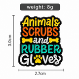 Animals Scrubs & Rubber Gloves Veterinary Medical Brooch Enamel Pin