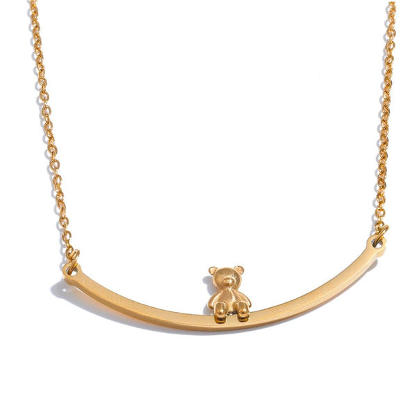 18K Gold Plated Swinging Teddy Necklace