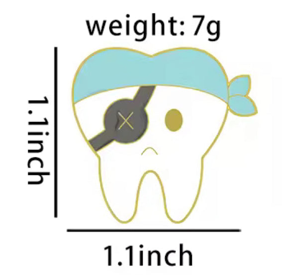 Dental Tooth enamel pin, best gift for dentists, enamel pin for dentists. denatl gift ideas, tooth pirate