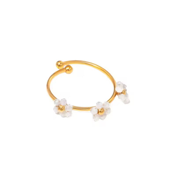 18K Gold Plated Dainty Floral Rings