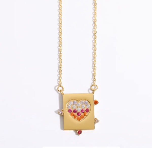 18K Gold Plated Studded Heart Necklace