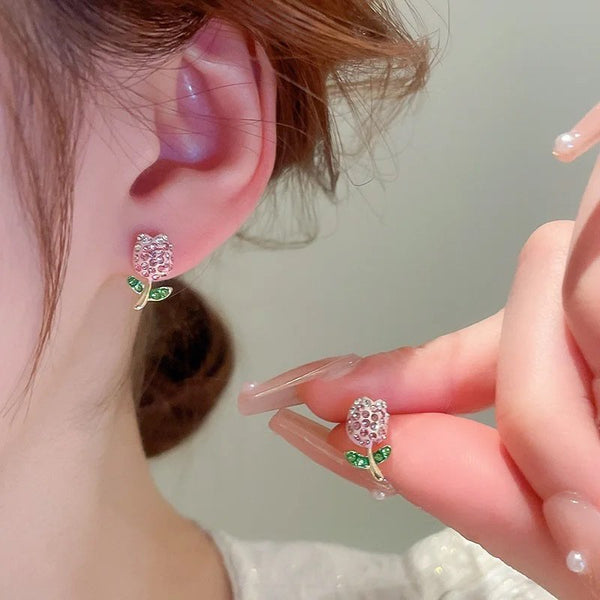 Tiny Pink Tulip Studs