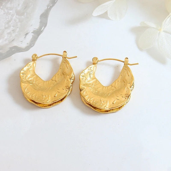 18K Gold Plated Textured Hoops