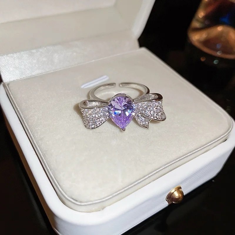 Purple Bow Statement Ring