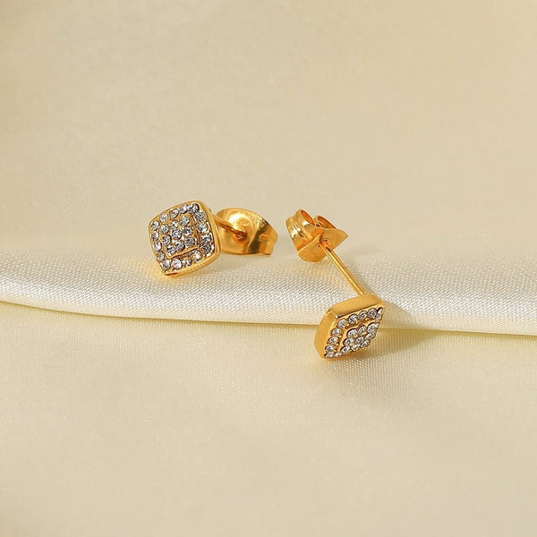 18k Gold Plated Dainty Square Studs