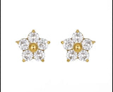 18K Gold Plated Zircon Flower Studs