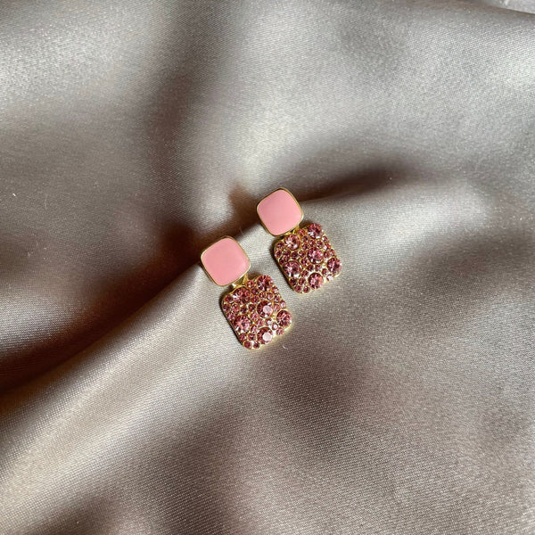 Pink Encrusted Stone Earrings