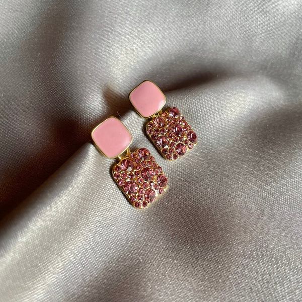 Pink Encrusted Stone Earrings