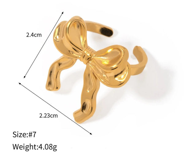 18K Gold Plated Ribbon Bow Ring