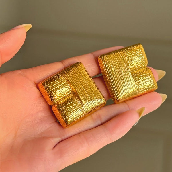 18K Gold Plated Statement Flatbread Studs