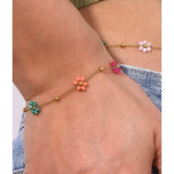 18K Gold Plated Colourful Floral Bracelet