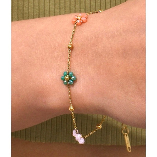 18K Gold Plated Colourful Floral Bracelet