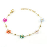 18K Gold Plated Colourful Floral Bracelet