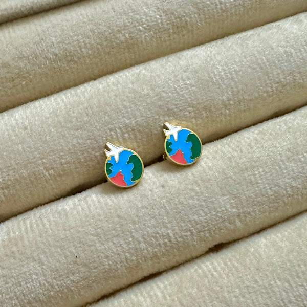 18K Gold Plated Earth Studs