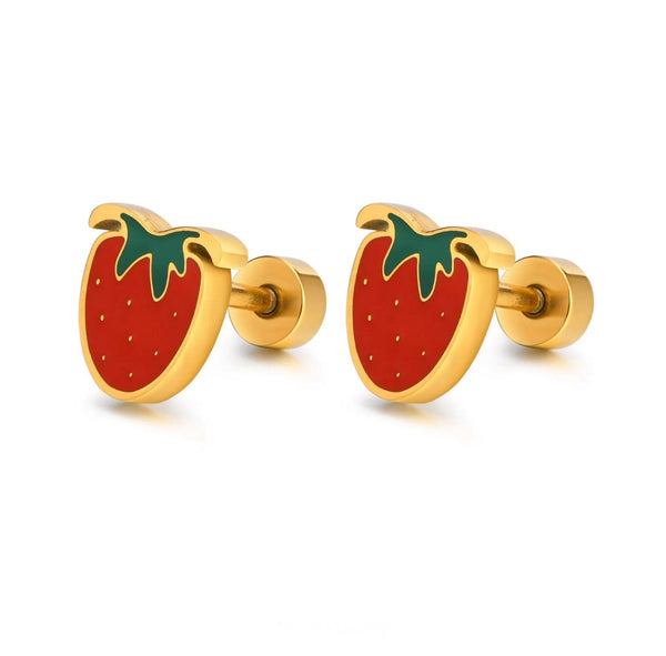 18K Gold Plated Strawberry Studs