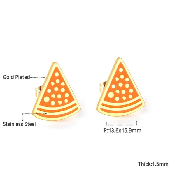 18K Gold Plated Pizza Studs