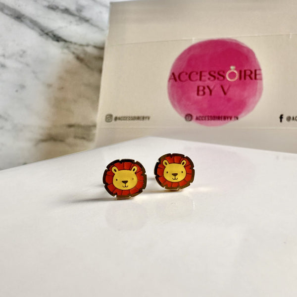 18K Gold Plated Lion Studs