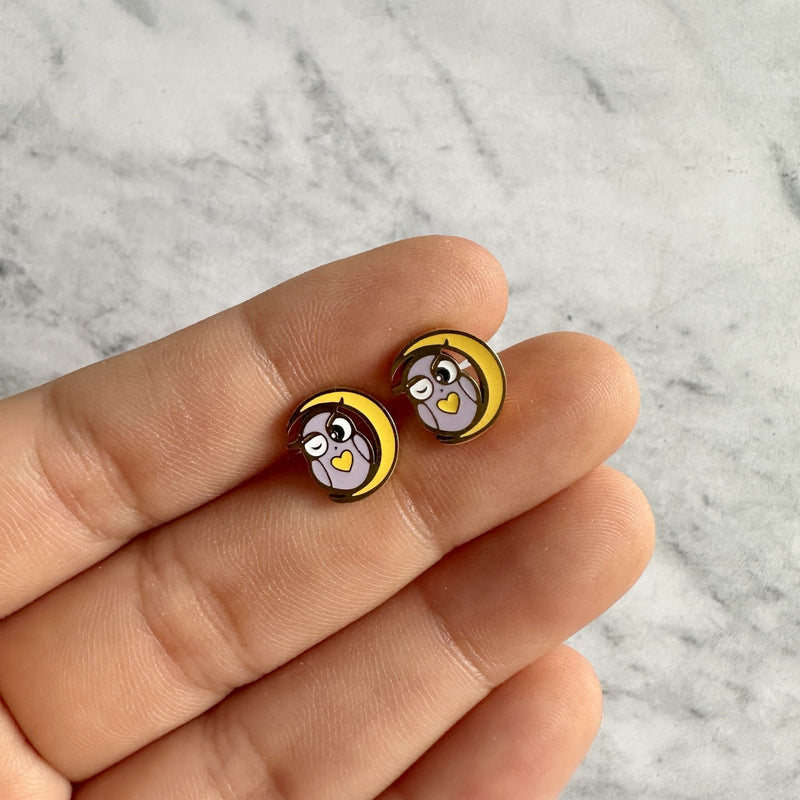 18K Gold Plated Owl Studs