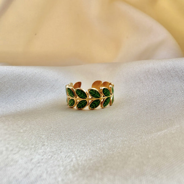 18K Gold Plated Cluster Leaf Ring