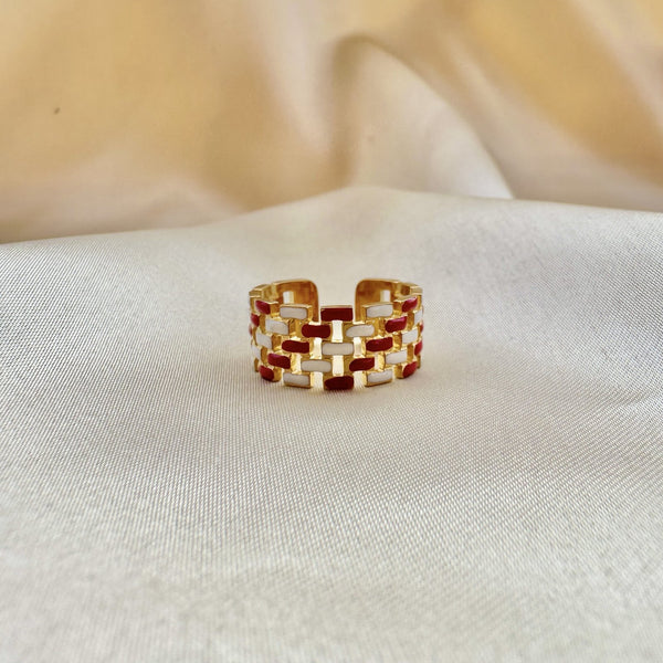 18K Gold Plated Red Basket Ring