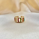 18K Gold Plated Candy Grid Ring