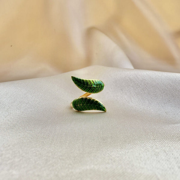 18K Gold Plated Dual Leaf Ring