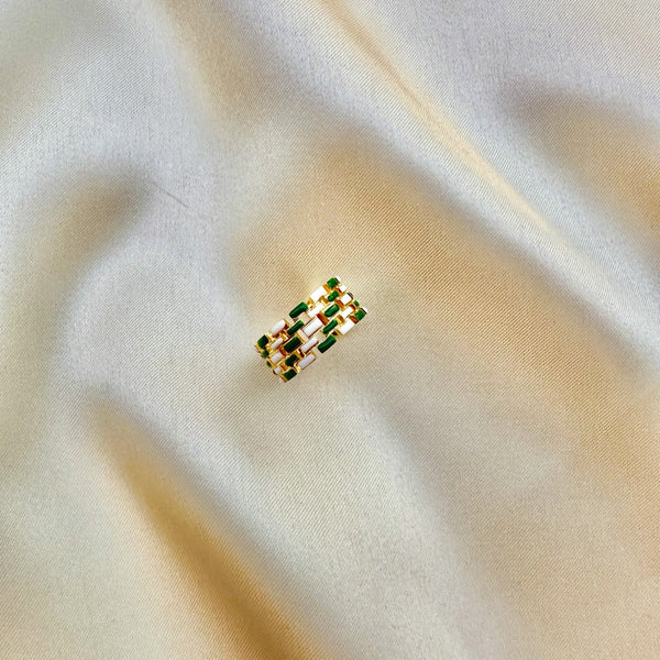 18K Gold Plated Green Basket Ring