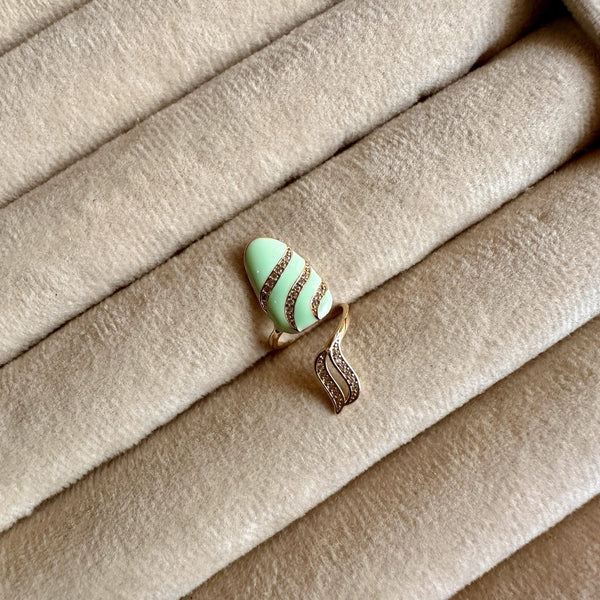 Mint Green Enamel Nail Ring