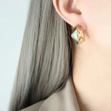 18K Gold Plated Green Enamel Hoops