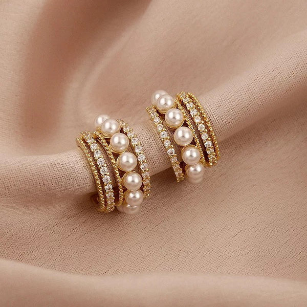 Studded Pearl Hoops