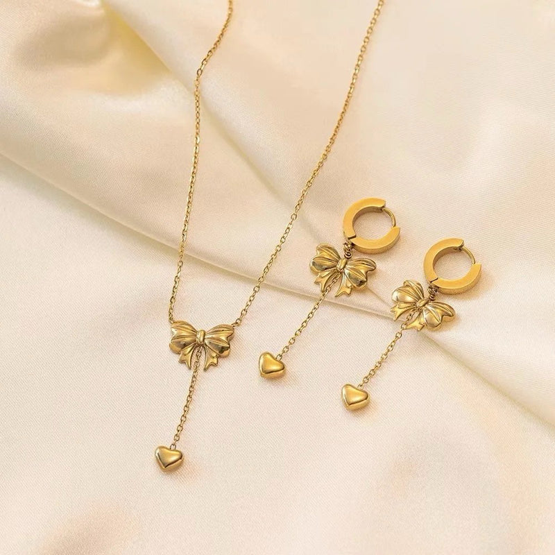 18K Gold Plated Bow Jewelry Set – Accessoire By V