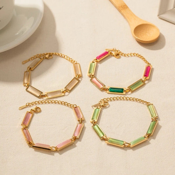 18K Gold Plated Colourful Stone Bracelet