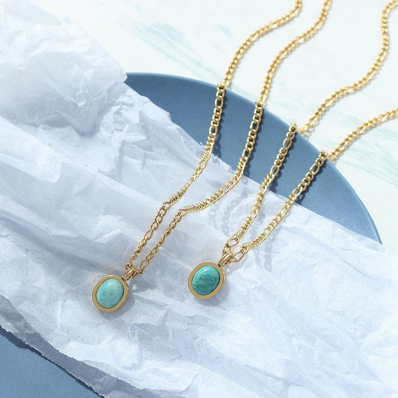 18K Gold Plated Green Stone Necklace