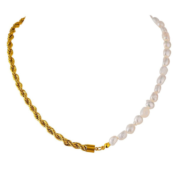 18K Gold Plated Half n Half Necklace