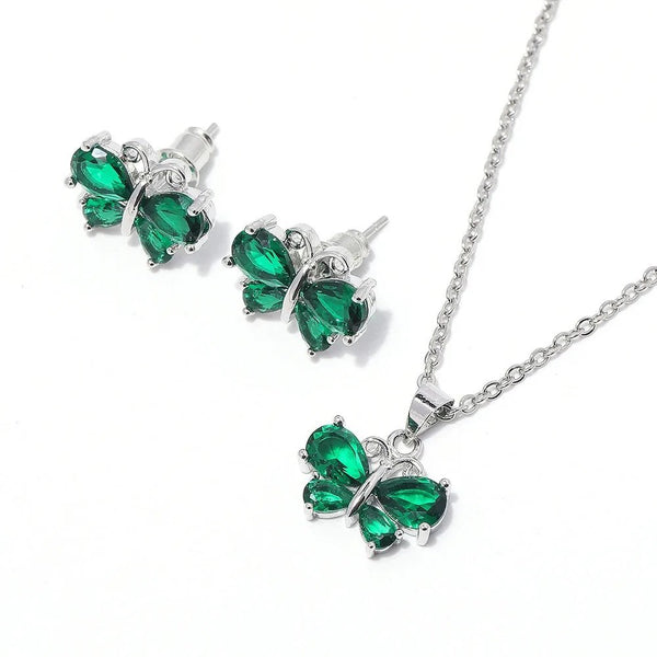 Green Zircon Butterfly Jewellery Set