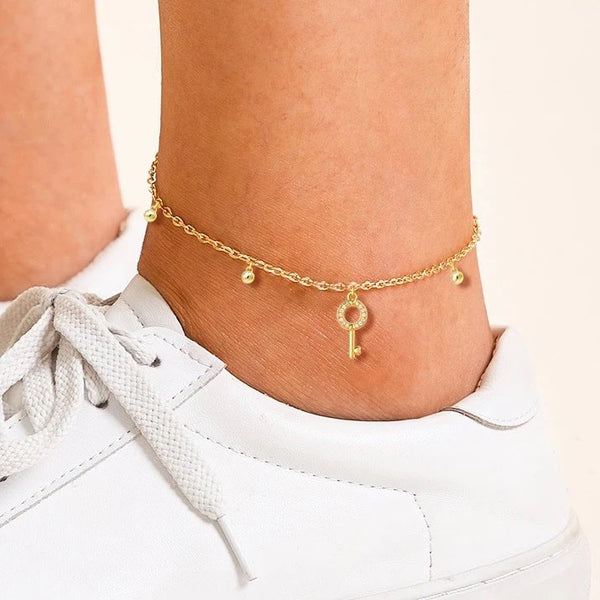 18K Gold Plated Circular Key Anklet