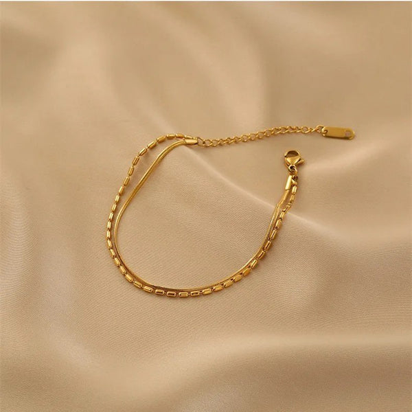 18K Gold Plated Beaded Snake Anklet