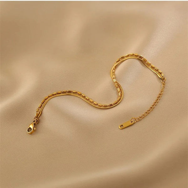 18K Gold Plated Beaded Snake Anklet