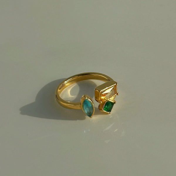 18k Gold Plated Colourful Stone Rings