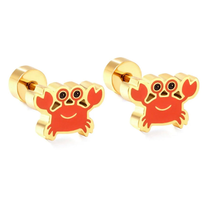 18K Gold Plated Crab Studs