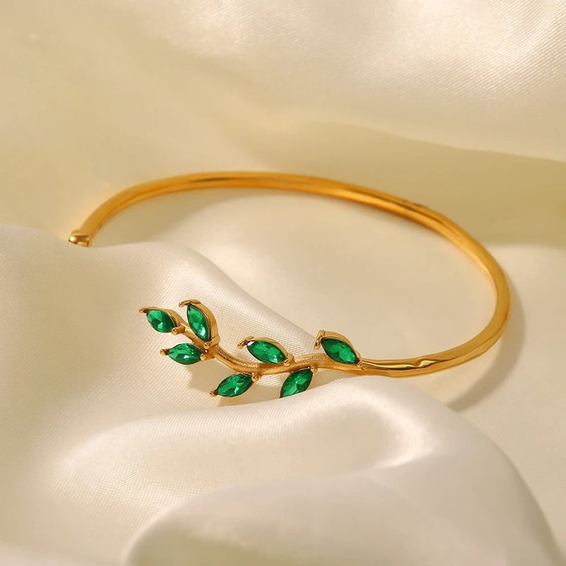 18K Gold Plated Rowan Leaves Bracelet