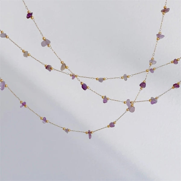 18K Gold Plated Amethyst Necklace