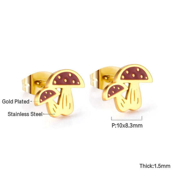 18K Gold Plated Mushroom Studs