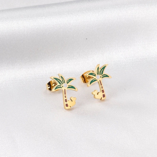 18K Gold Plated Coconut Tree Studs