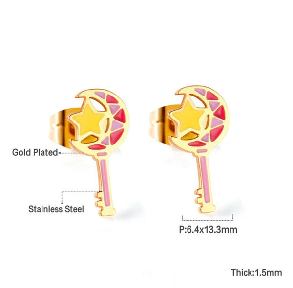 18K Gold Plated Magic Wand Studs