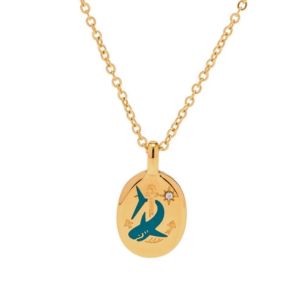 18K Gold Plated Shark Stamp Necklace