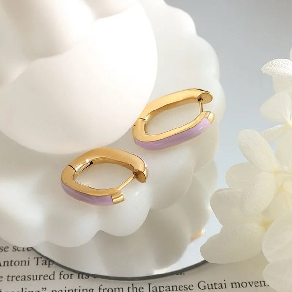 18k Gold Plated Pastel Purple Hoops